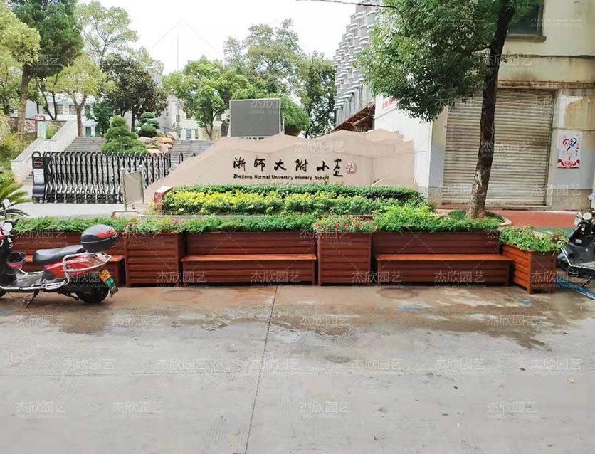 學(xué)校花箱綠化、座椅休息案例