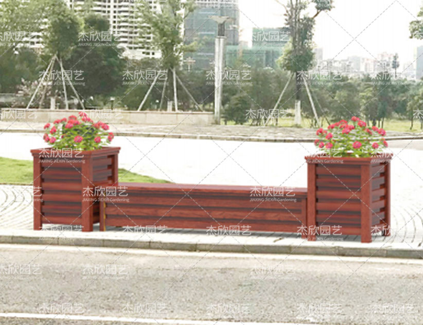 鋁合金仿木長條花箱坐凳組合