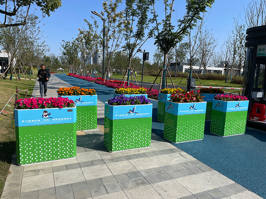 鶯飛草長不銹鋼花箱定制花箱景觀花箱